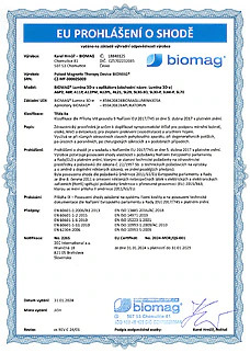 Prohlášení o shodě - Biomag Lumina 3D-e